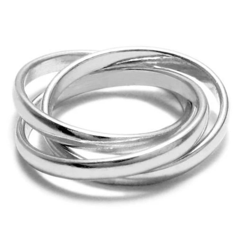 Three Interlocking Bands Trinity Ring In Sterling… - image 1